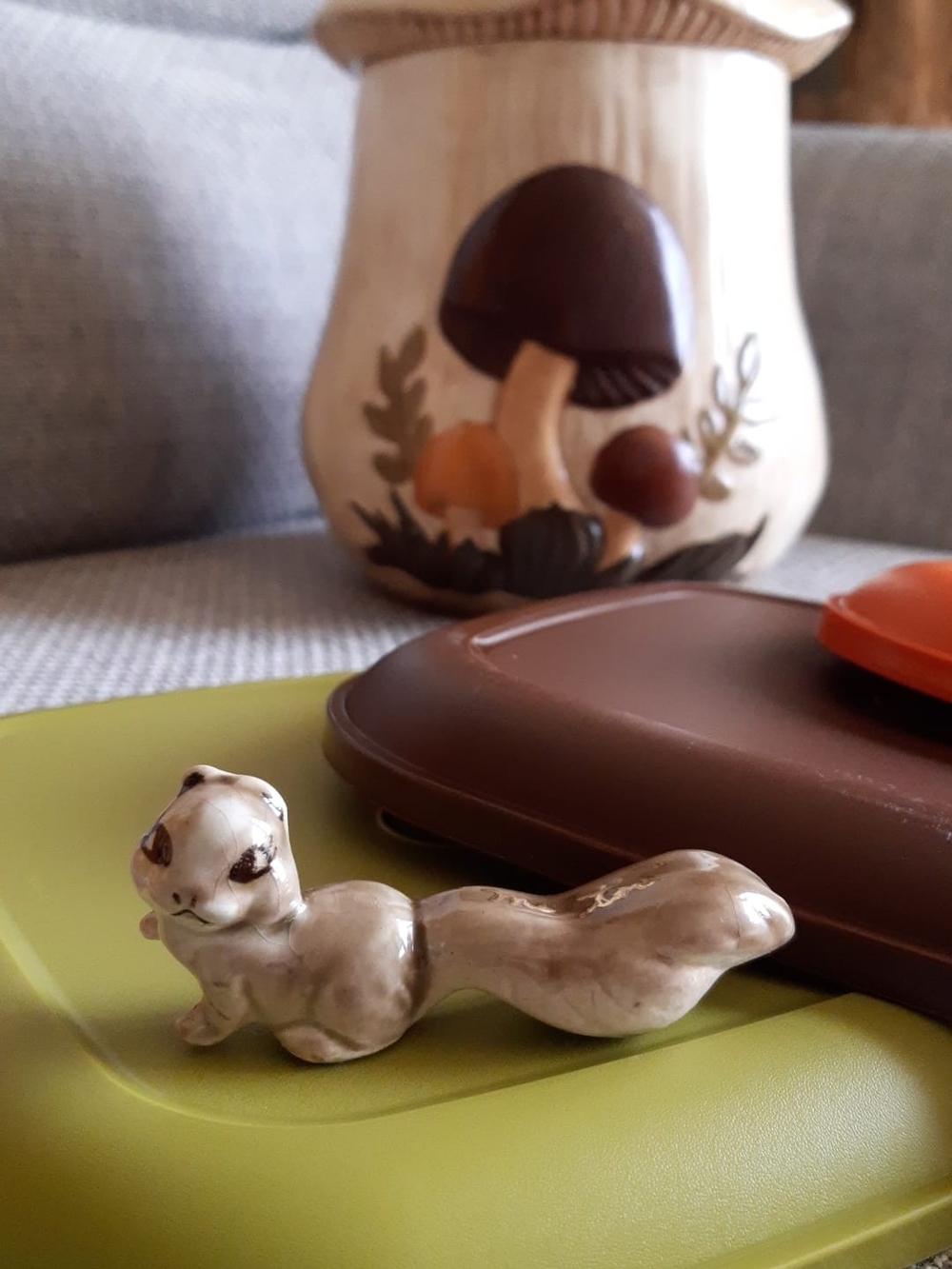 *3 for $20 deal* Vintage Ceramic Squirrel Figurine in Cream and Brown